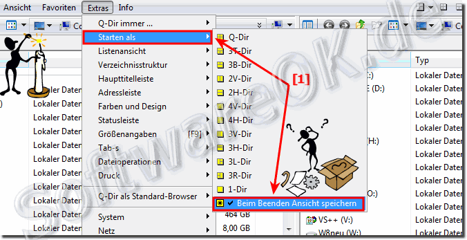 Start mit der letzten Windows Position und Ansichtseinstellung (Explorer, Q-Dir)!