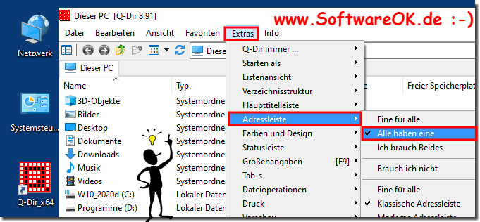 Symbolleiste und Adressleiste in der Explorer Ansicht!