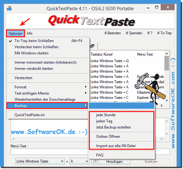 Auto Backup Funktion in Quick-Text-Paste!