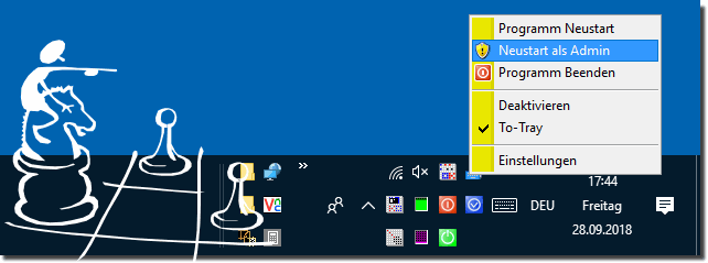Mit Administrativen Rechten ber die Taskleiste Starten!