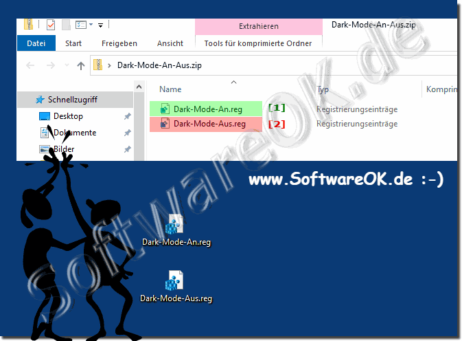 Dunklen Modus unter Windows 11/10 aktivieren mit einem Doppelt-Klick!