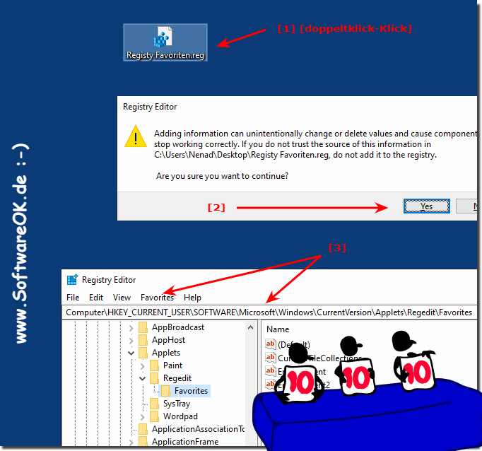 Export und Import der Registry Favoriten auf MS Windows OS!