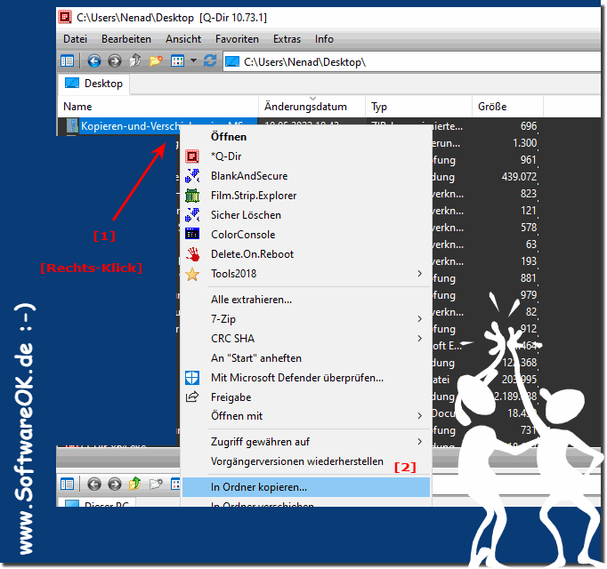 Verschieben oder Kopieren nach im Kontextmen auf Windows!