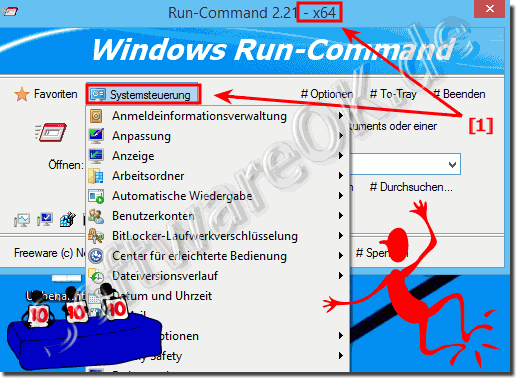 In Run-Command Systemsteuerungsmen anzeigen!