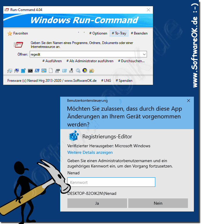 Probleme beim Ausfhren im Admin Modus als Standard User und Passwort!