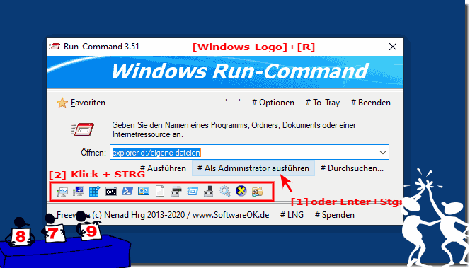 Tastaturkrzel um Starten als Administrator im RUN-Command!