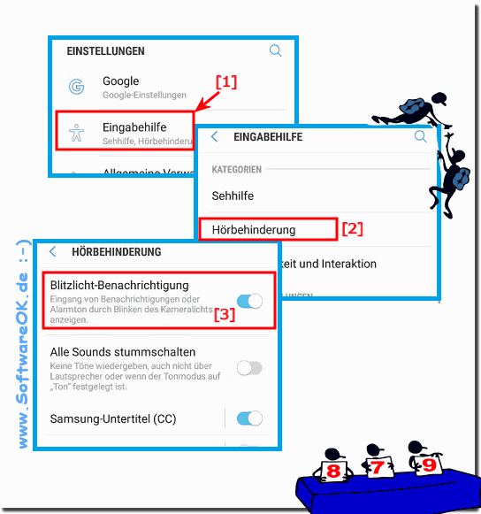 Bei Hrbehinderung die Blitzlicht Benachrichtigung aktivieren!