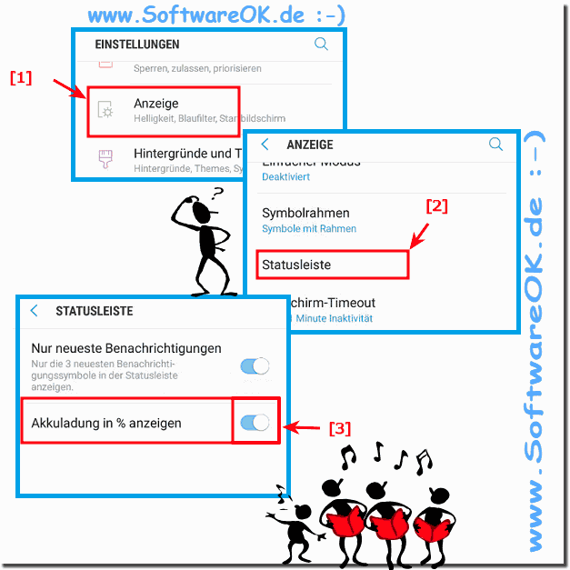 In der Statusleiste die Akku Prozente anzeigen!