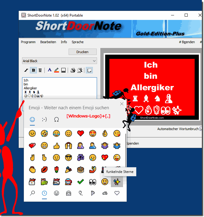 Smileys und Unicode characters in die Notizen unter Windows!