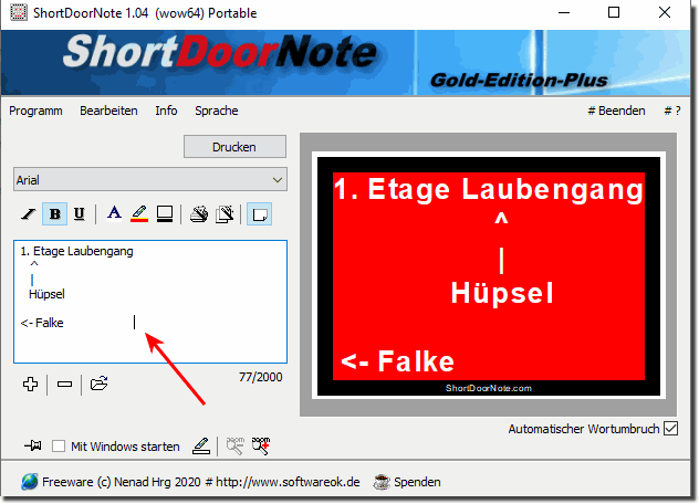 Wie kann ich die Hinweise ausrichten etwa Linksbndig?