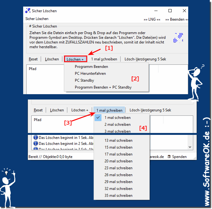 Lschen, Lschen Plus, 1 bis 35 mal berschreiben!