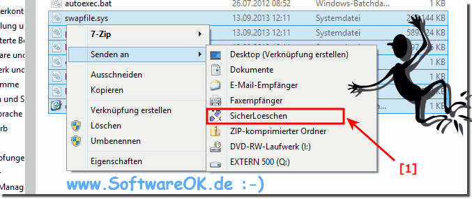 Sicher Lschen im Windows Senden-AN Kontext-Men 