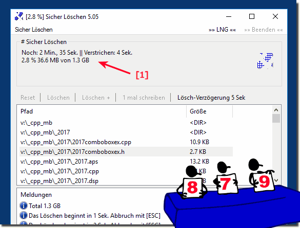 Sicher Lschen 35 mal berschreiben Fortschrittsanzeige
