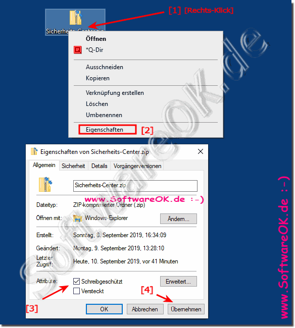 ndern des schreibgeschtzten Attributs bei Dateien und Ordner!