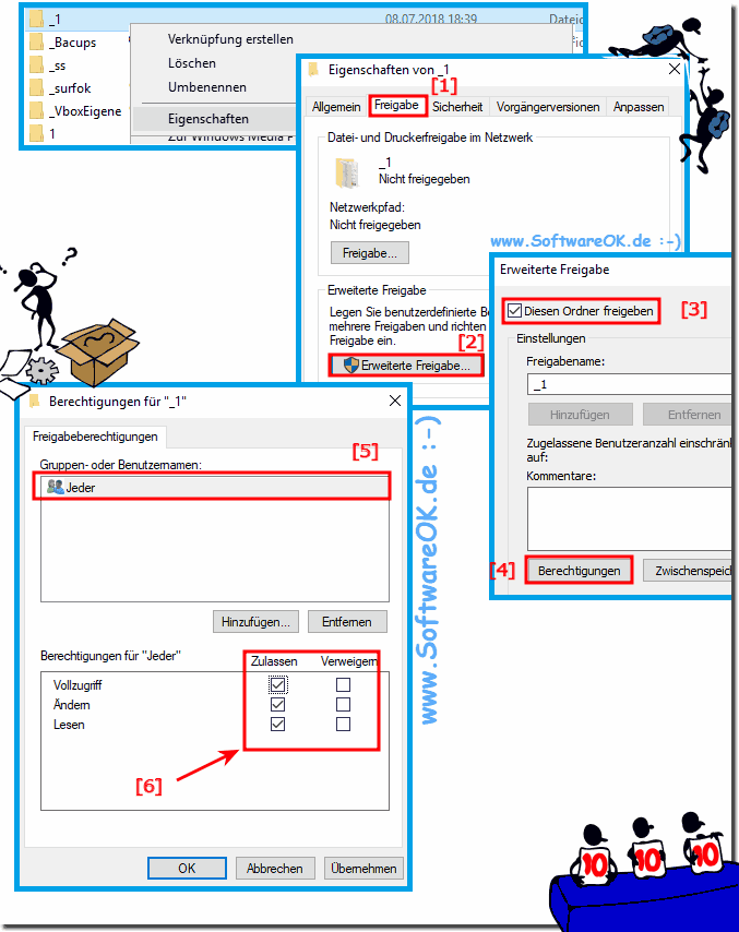 Einfache Dateifreigabe ber Erweiterte Freigabe!