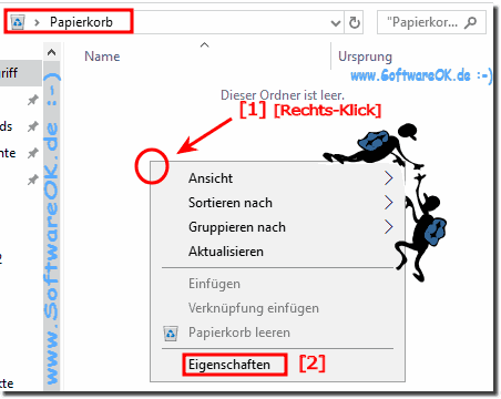 Papierkorb Eigenschaften!