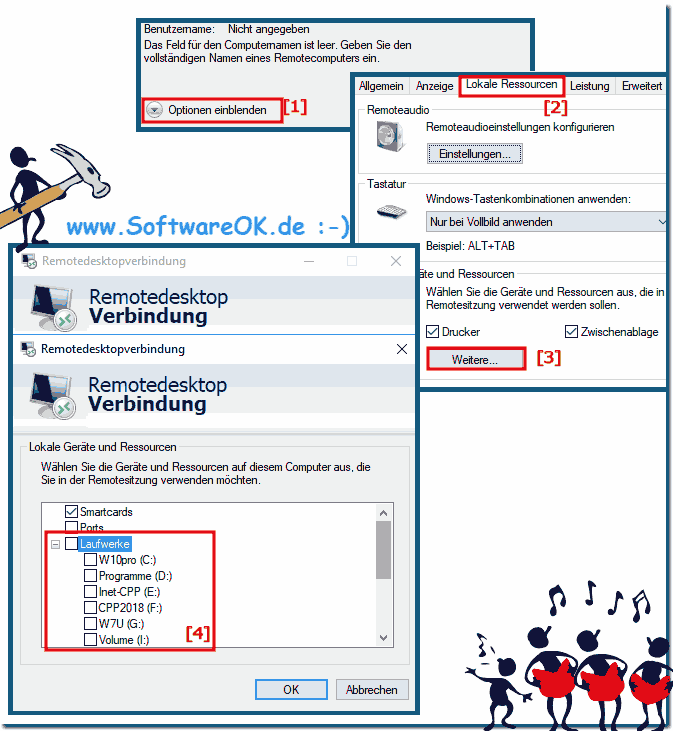 Remote Desktop Zugriff auf Lokale Ordner erlauben! 