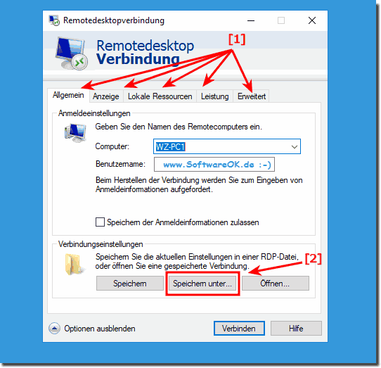 Remotedesktop Einstellungen RDP-Datei!