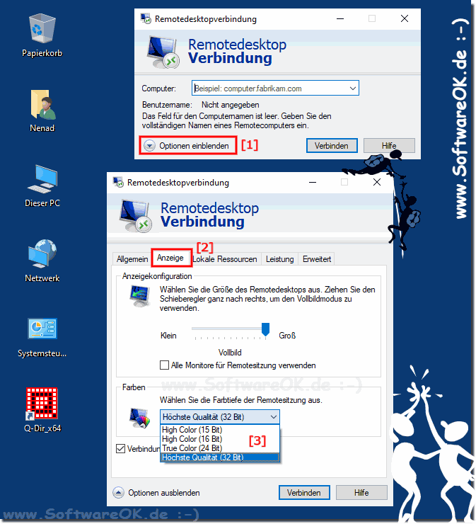 Schlechte Farbdarstellung bei Remote-Desktop Verbindingen?