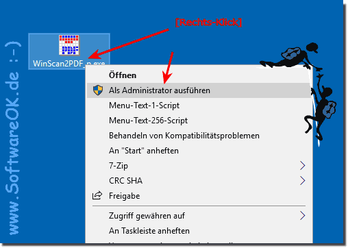 ber den Desktop als Administrator ausfhren!