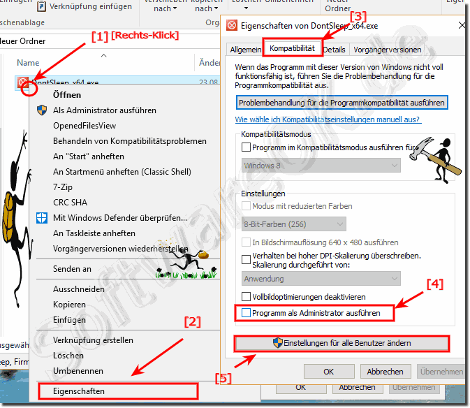 Windows Programm nicht als Administrator starten!