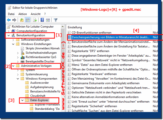 Zwischenspeicherung von Miniaturansichten.Gruppenrichtlinien Windows 10, 8.1, 7?