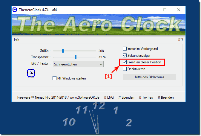Desktop Uhr Fixiert an dieser Position!