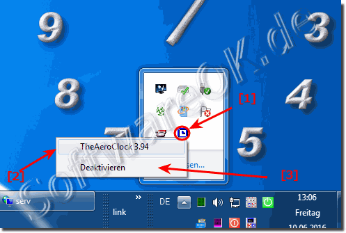 Schliessen bzw Deaktivieren der Desktop Uhr (Aero Clock)!