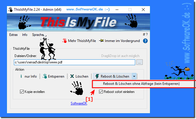 Reboot und lschen ohne Abfrage ohne entsperren der Daten!