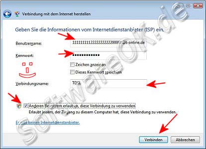 TDSL Benutzerdaten und Passwort fr Breitband PPPoE