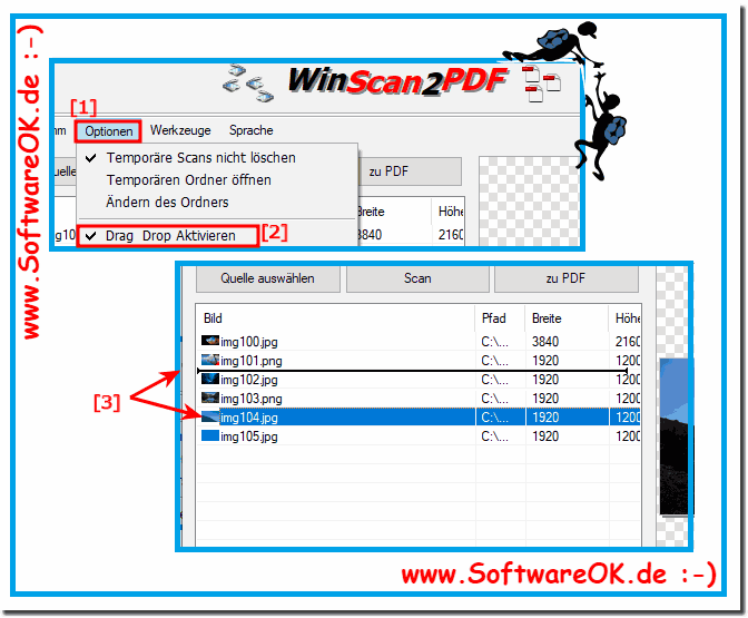 Einfachere Positionierung der Dokumente in der PDF durch Ziehen und Ablegen! 