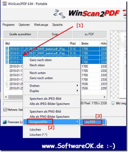 Einzelne als PDF-Dateien speichern!