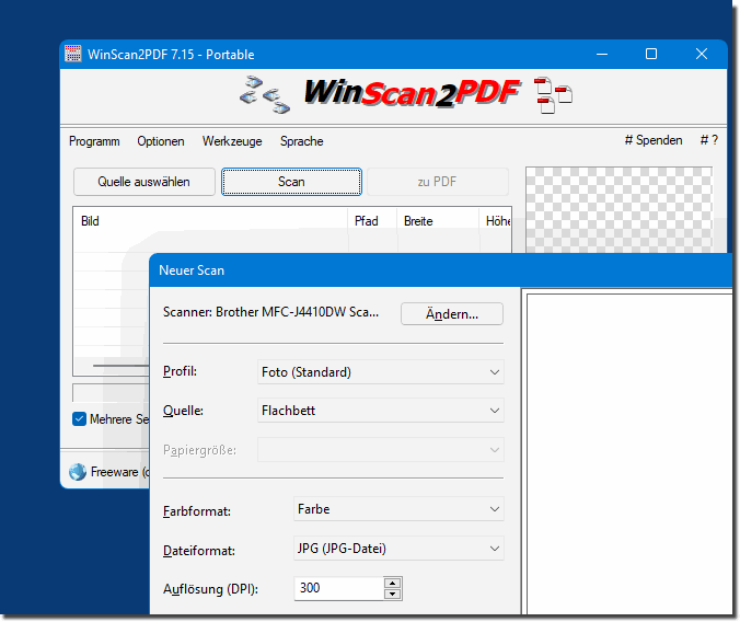 Scannen mit WinScan2PDF unter Windows 11 ist möglich!