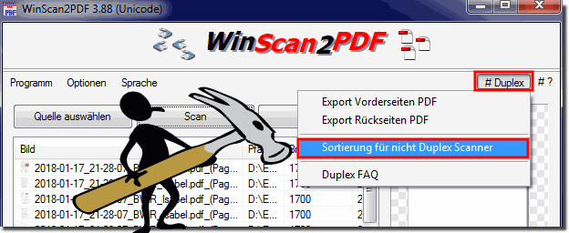 Vorderseiten, Rckseiten Sortierung, Duplex PDF!