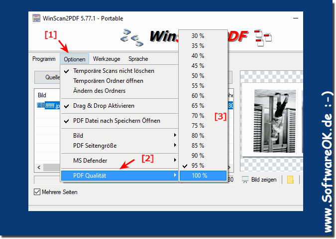 Wie wird die Qualitt der gescannten PDF-Datei gendert?