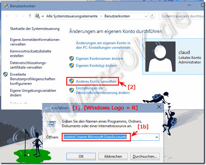 Anderes Benutzer Konto verwalten in Windows 10!