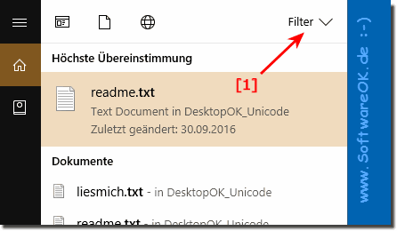 Anpassen der suche im Suchfeld der Taskleiste von Windows 10!