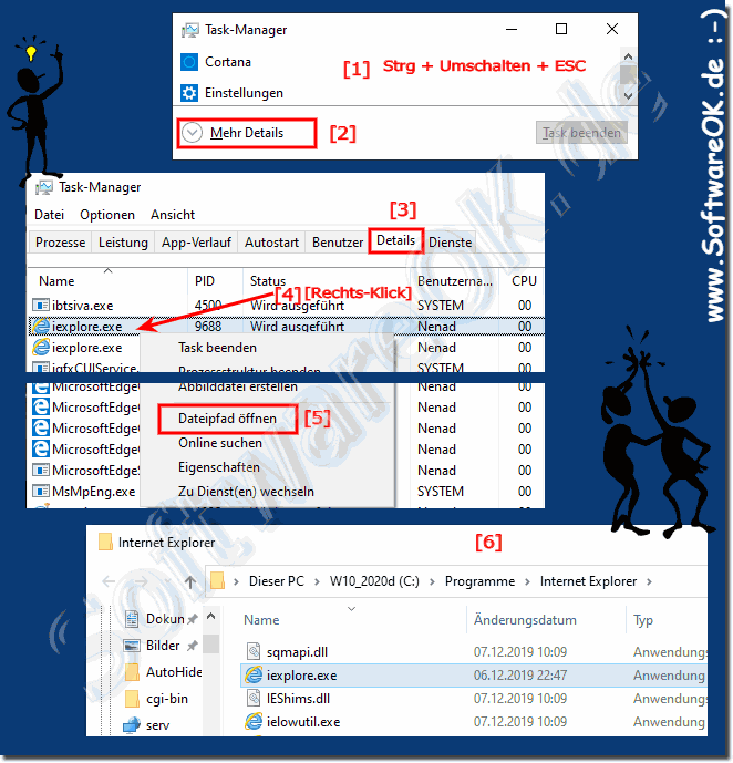 Ausfhrbare Programm und vollstndigr Pfad in Windows-10!