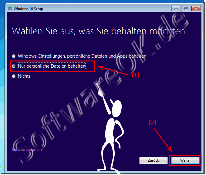 Automatischen Aktualisierung auf Windows 10 nur Persnliche Dateien behalten!