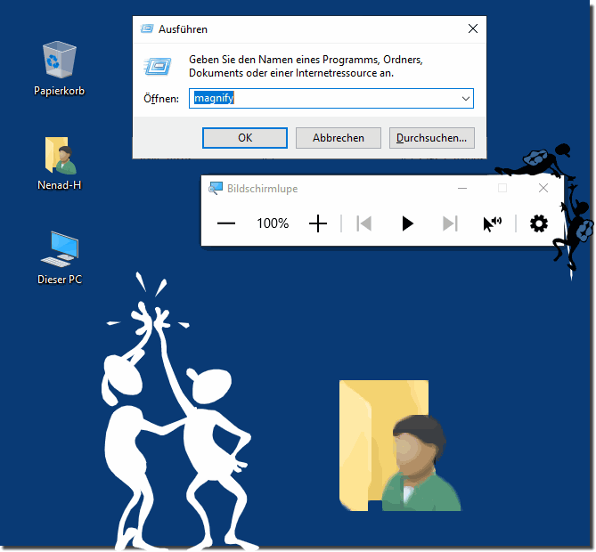 Bildschirmlupe in Windows 10 finden, starten?