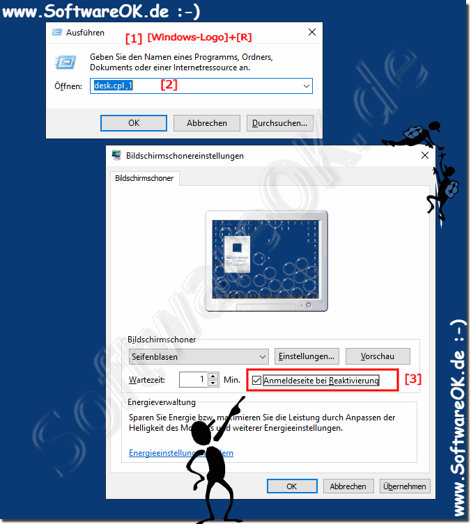 Bildschirmschoner Passwort in Windows-10 aktivieren!