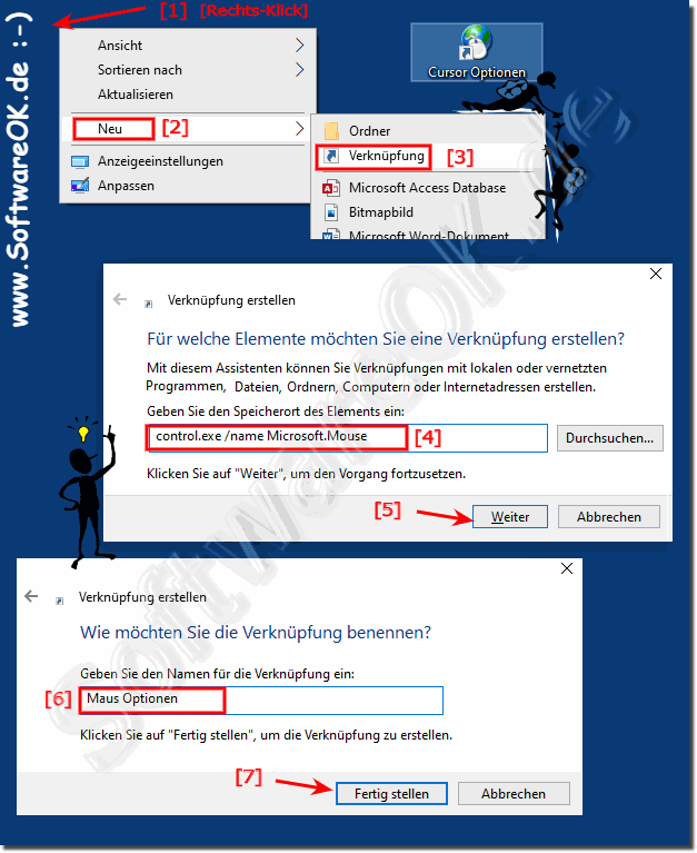 Cursor-Optionen unter Windows 10 als Desktop Option!