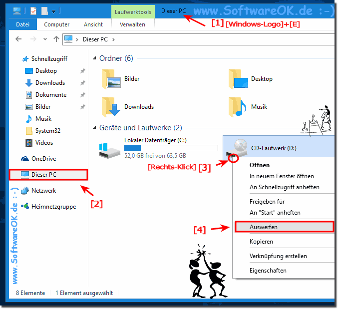 DVD- oder CD-Laufwerk in Windows 10 Auswerfen!