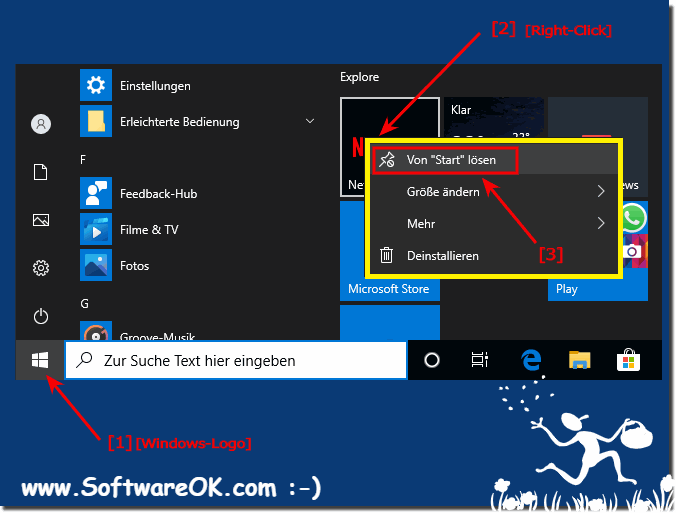 Das Entfernen der Apps aus dem Windows-10-Startmen!