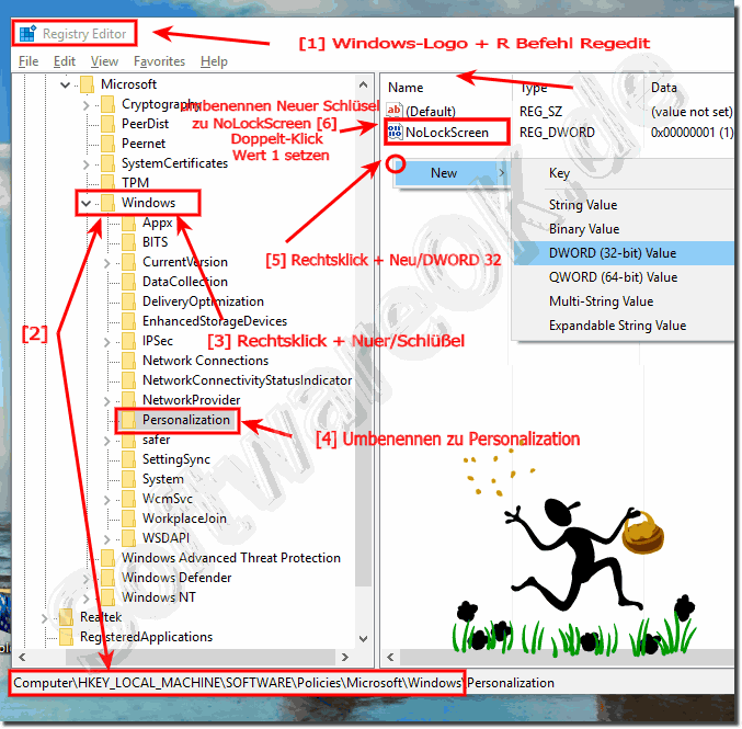 Deaktivieren Sie den Sperrbildschirm in Windows 10!