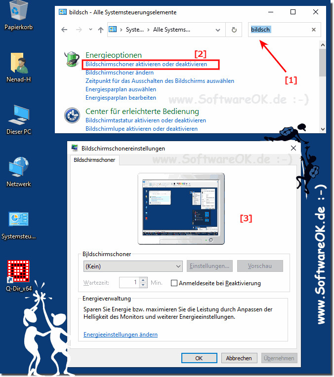 Der Bildschirmschoner in der Windows Systemsteuerung!