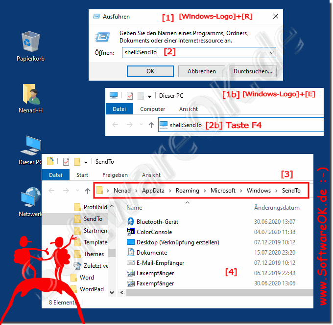 Der Senden An Ordner unter MS Windows!