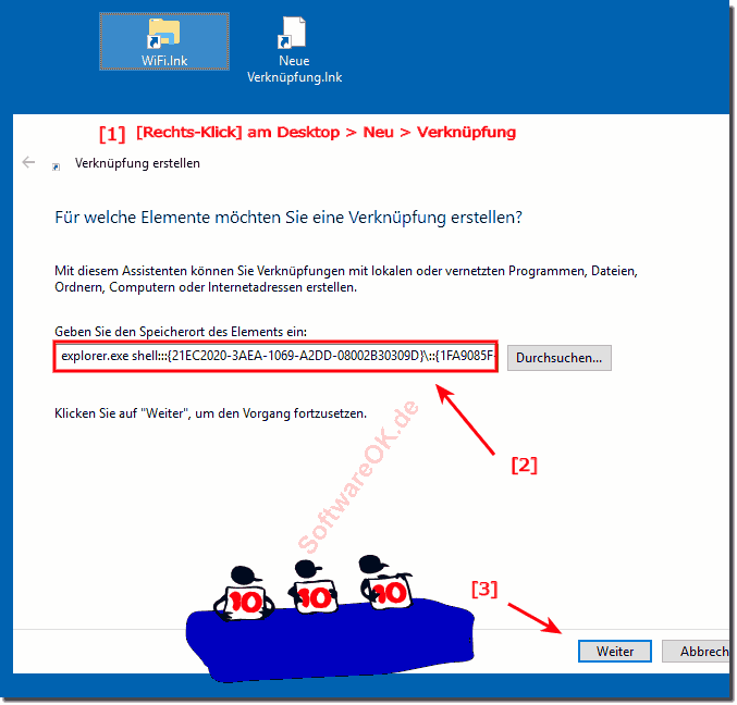 Desktop Verknpfung WiFi WLAN Verwaltung Windows!