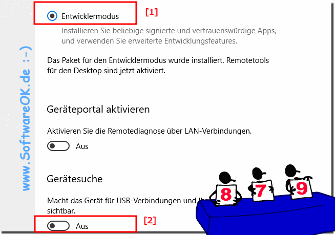 Die Gerte Suche aktivieren im Windows 10 Entwicklermodus! 