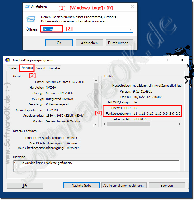 DirectX 12 Untersttzung der Grafikkarte unter Windows 10 prfen!